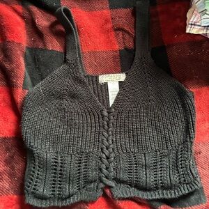 Jolie & Joy Black Crochet Knit Crop Top